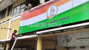 Congress Reinstalls Banner After Ink Attack at Goa Headquarters | Prudent Media