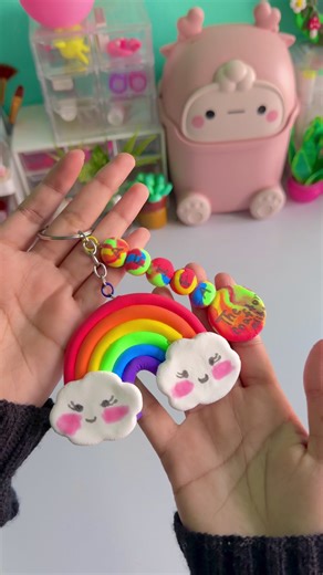 DIY rainbow keychain using clay 🌷🌸/art and craft. . . . . . . . . . #foryoupageofficiall #craft #diy #aesthetic #clay