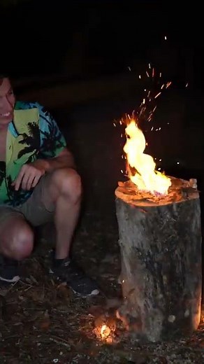 How to make a Rocket Campfire from Hollow Log