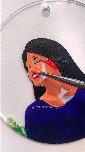 How to Paint Portrait on Glass 😱 #shorts