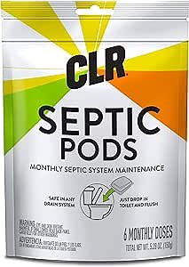 CLR Septic System Treatment Pods, Hassle-Free, Dissolvable and Easy to Flush, Formulated with Biobased Ingredients, Helps prevent Clogs and Build-up, 6 Month Supply
