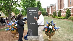 Today, we honored one of our most esteemed alumni at a dedication ceremony for the Bessie Mae Holloway Hall in the Village area of campus. Holloway—the school’s first African American Board of Trustees member—was devoted to #Auburn students during her tenure, devoted to inclusion and diversity, and served as a role model and mentor to many students as a trailblazer leading meaningful change at Auburn. The story: http://ocm.auburn.edu/newsroom/news_articles/2021/04/161711-holloway-hall-dedication