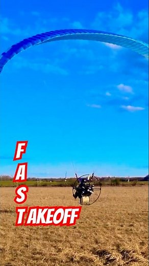 Just a few steps, and I'm already flying on my paramotor