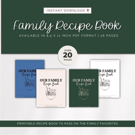 Family Recipe Book Template Printable Cookbook DIY Kitchen Gift for Loved Ones Cozy Farmhouse Decor Digital Cooking Journal Comfort Meals - Etsy