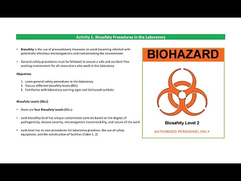 Activity 1. Biosafety Procedures in the Laboratory