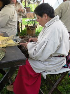 Basket maker artisan, Cherokee Camp, Colonial Williamsburg