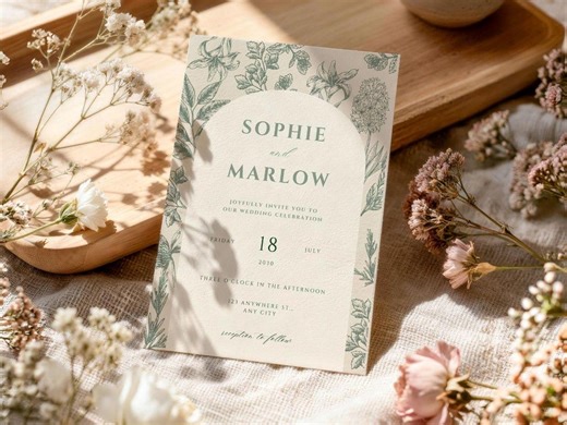 Vintage Floral Wedding Invitation: Editable Canva Template (digital Download) - Etsy