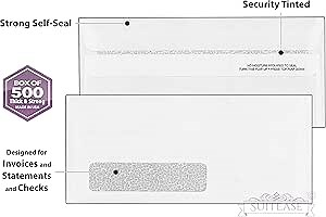 500 No.10 Single Window Self-Seal Security Envelopes, Designed for Quick-Books Invoices and Business Statements, Computer Printed Checks, Easy Press and Seal - Number 10 Size 4 1/8 X 9 1/2