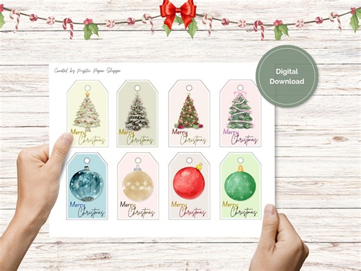 Christmas Gift Tags, Holiday Ornament Labels (digital Download) - Etsy