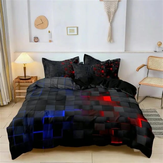 Geometric Print Bedding Set, Includes 1 Fitted Sheet and 2 Pillowcases, Soft Comfortable Home Bedding, Suitable for Bedroom and Hotel, Soft Bedding Sets #targetchristmasbedding #oversizedcomforter #tuftedcomforter #comfortersets #pillowset #sheetsets #bedspreaddecor #10piececomforterset #bohoquiltedbedspread #bedcomforter