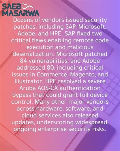 Many vendors release patches for security flaws in enterprise software and network gear