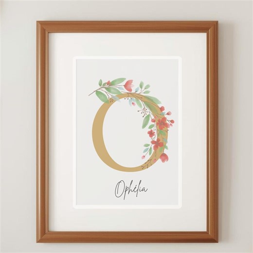 Personalized Floral Letter Printing | Personalized Name - Etsy