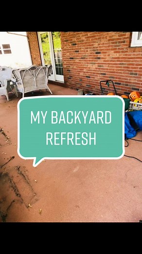 Keep watching to see my backyard transformation! #backyardmakeover #backyardcheck #foryou #backyard #diyproject #backyardvibes #powerwashing #diyhome