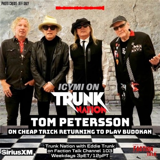 Tom Petersson Cheap Trick on #TrunkNation last week. Full interview now on SiriusXM app | Eddie Trunk