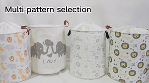 HIYAGON Baby Laundry Basket,Large Laundry Hamper with Drawstring Cover,Collapsible Storage Basket for Room Decor,Bedroom(Animal)