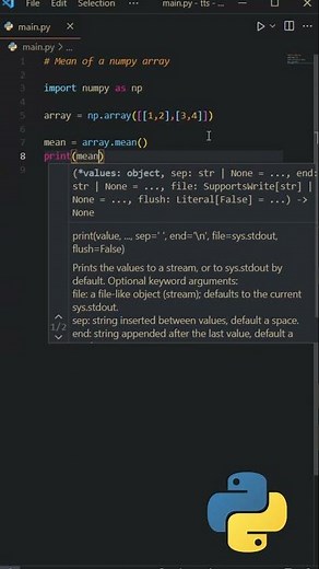 Find the Mean of a numpy array