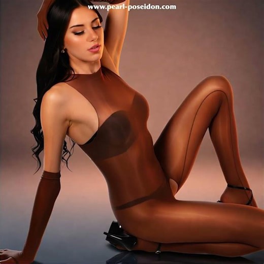 Pearl & Poseidon Loire - Sleeveless High Neck Glossy Bodystocking #tightsfashion #tights #lingerie