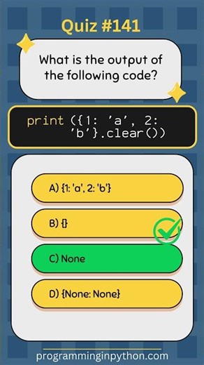 Python Quiz 141 - What's the Answer? - Quiz #141 #python #shorts #quiz #codingchallenge