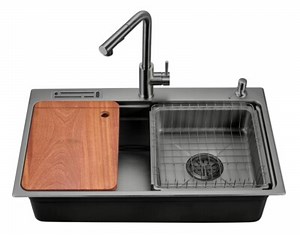 MULITE FUNCTION LARGE BOWL STAINLESS STEEL KITCHEN SINK FREE WASTE KIT BLACK  | eBay UK