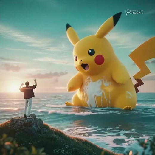 Gigantic Pikachu Cinematic Animation – When I Called It Home⚡🌊 #pikachu #cinematicvideo #animation