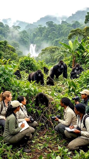 😱🦍 The Great Big Hello: Did a Baby Silverback Gorilla Just Greet a Team of Wildlife Scientists? 👋🌿