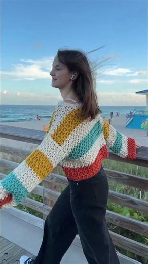Crochet pattern "Coral Coast Cascade sweater" is in my shop - link in comments