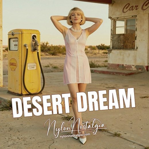 DESERT DREAM - pink nylon 1970's vintage slip...