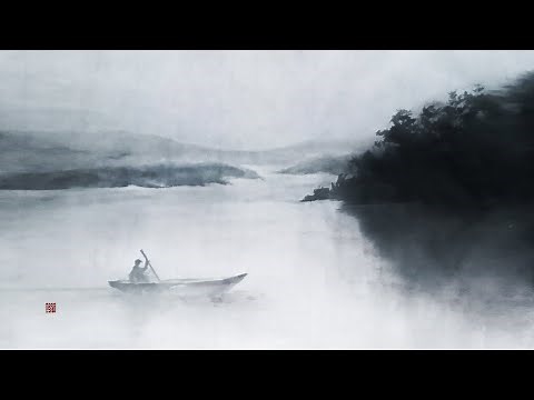 How to draw a sea Landscape painting "Kaze fishing". Sumi-e/ink painting/watercolor/
