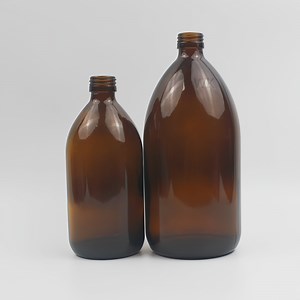 [Hot Item] 500ml 1000ml Glass Transparent Brown Liquid Packaging Syrup Bottle with Screw Cap