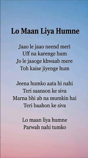 Lo Maan Liya Humne (Lyrical Video) 💔 | Arijit Singh | Emotional Sad Lofi ✨ #Shorts
