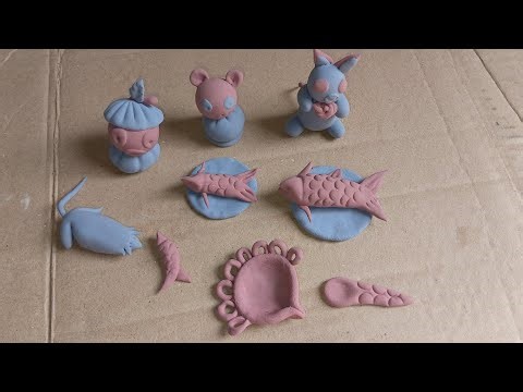 Diy how to make polymer clay New teddy bear design with make miniature clay fish 🐟, diy clay diya |