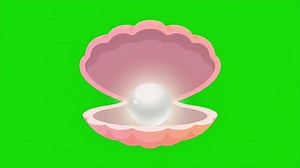 Pearl in a shell on a green background.