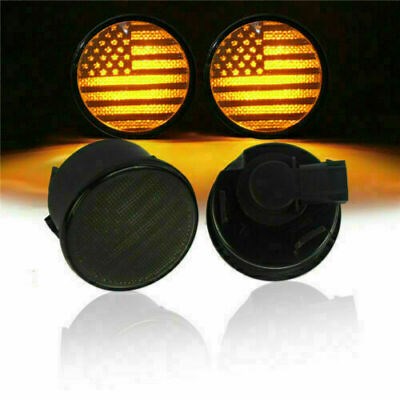 Turn Signal Light LED Amber US Flag Smoke Len Flasher Fit 07-18 JK Jeep Wrangler | eBay