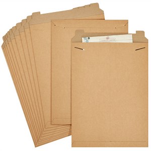 Juvale Rectangular Flat Mailers - Heavyweight 450 GSM Stock & Art Mailers - Poster Mailer Envelopes for Prints & Documents - Adhesive Flap Closure & Mailing Envelopes - 13 x 18 in, Brown, Pack of 25