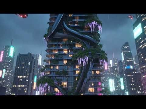 Cyberpunk Vertical Forest Video Generated