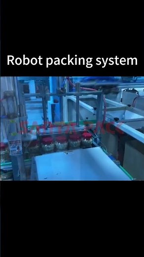 #shorts Robot packing system for bottle of nut,auto form box,grip&load into box,seal tape-Santa Pack