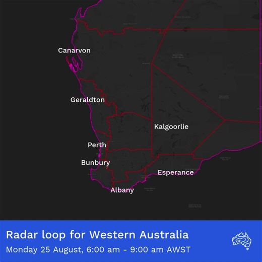 ❄️ Cold air is moving over south-west Western Australia after a cold front swept across the west coast on Sunday. Scattered showers, gusty thunderstorms, and small hail are forecast today over much of the South West Land Division and south-west Goldfields. Snow flurries are possible around Bluff Knoll on Monday through to early Tuesday morning 🌨️ Colder than average temperatures are forecast for south-west WA on Monday and Tuesday with daytime temperatures in the low teens across the South West