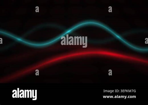 Abstract background featuring glowing cyan and red wave lines moving across a dark screen, creating a rhythmic and technological visual effect Stock Video Footage - Alamy
