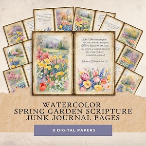 Floral Scripture Junk Journal Pages: Spring Garden Ephemera (digital Papers) - Etsy