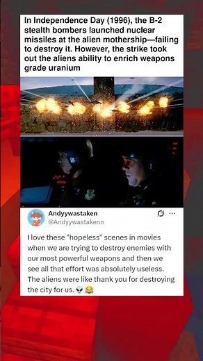 In Independence Day (1996), the B-2 stealth bombers launched nuclear missiles at the alien ship