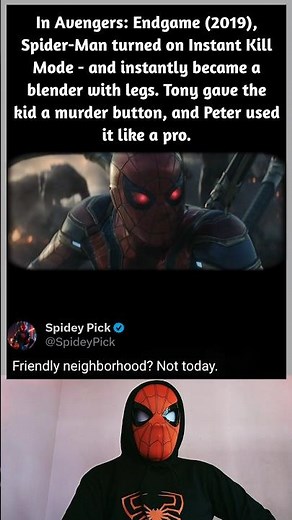 In Avengers: Endgame (2019), Spider-ManActivated Instant Kill Mode😳 #SpiderMan#Endgame