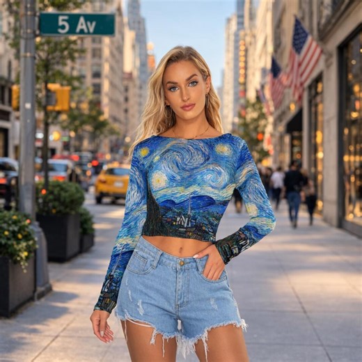 Women's Mesh Shirt With an All-over Print of Starry Nights. Full or Crop - Etsy