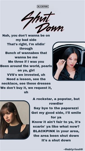 Shut down jenlisa rap part lyrics #shutdown #blackpink #jennie #lisa #jenlisa #kpop