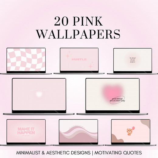 20 Pink Theme Aesthetic Desktop Wallpaper | Motivation Quotes Desktop Organizer - Etsy Canada