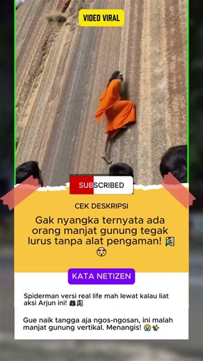 Gak nyangka ternyata ada orang manjat gunung tegak lurus tanpa alat pengaman! 🧗‍♂️🤯 #shorts