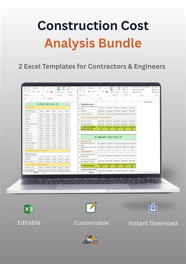 Construction Cost Analysis Excel Templates | Job Cost & Equipment Cost Tracker for Contractors - Etsy Canada