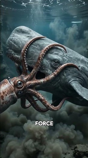 Ancient Sea Monsters Collide: Sperm Whale’s Brutal Fight Against Giant Squid #deepsea #shorts