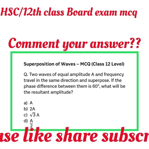 Hsc class12#mcq superposition of waves