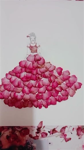 Girl Drawing #Pink flower gown #Song ye tune kya Kiya #@Khushikourdhillon_25