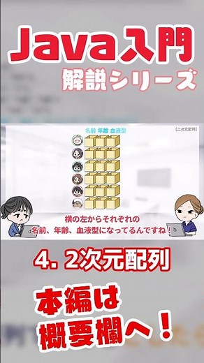 【本編切り抜き】Java入門解説【4. 二次元配列】 #Shorts #Java #プログラミング